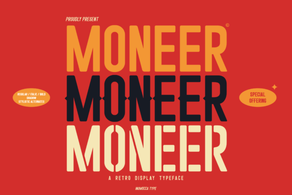 Moneer: A Retro Display Typeface for Bold Digital Branding